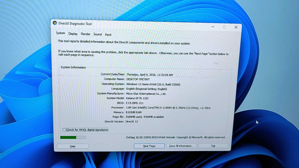 laptop 17.3" msi katana gf76 11sc i5 11400h gtx 1650 8gb ram ssd 256gb