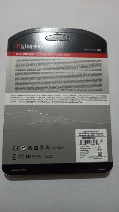 SSD M.2 NVMe Kingston A2000, 500GB (с DRAM-буфером)