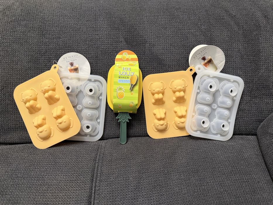 Set forme silicon: 2x Forme ursuleți pentru gheață/ciocolata + 1x Formă înghețată ananas