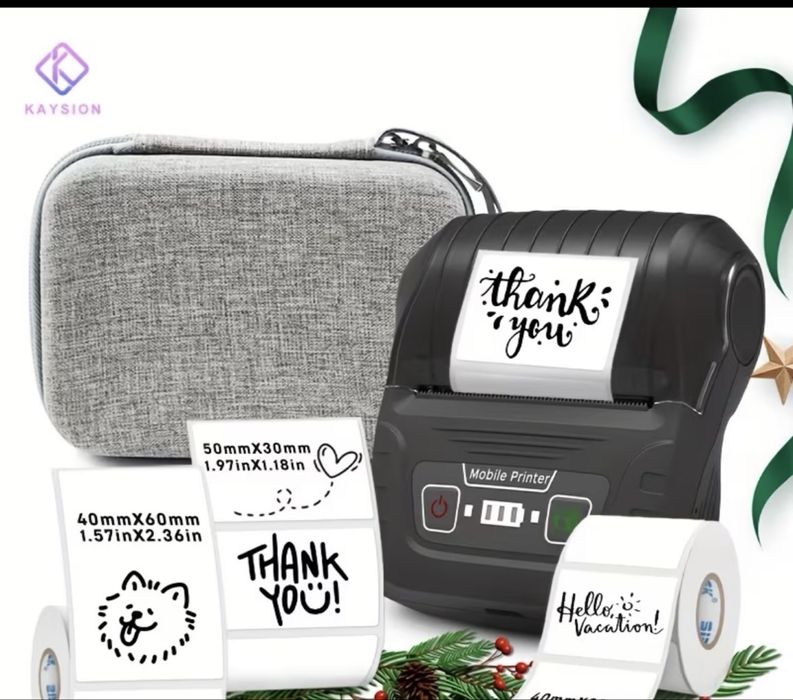 Преносим безжичен термопринтер за етикети баркод стикер батерия