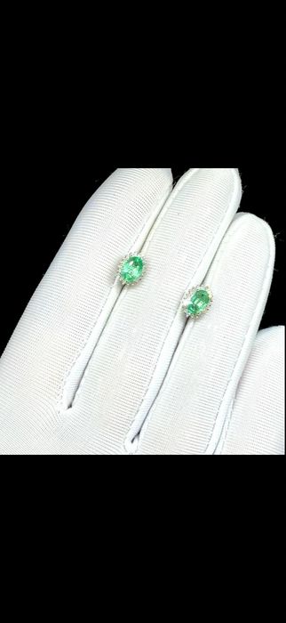Серьги с настоящими Бриллиантами и Изумрудами