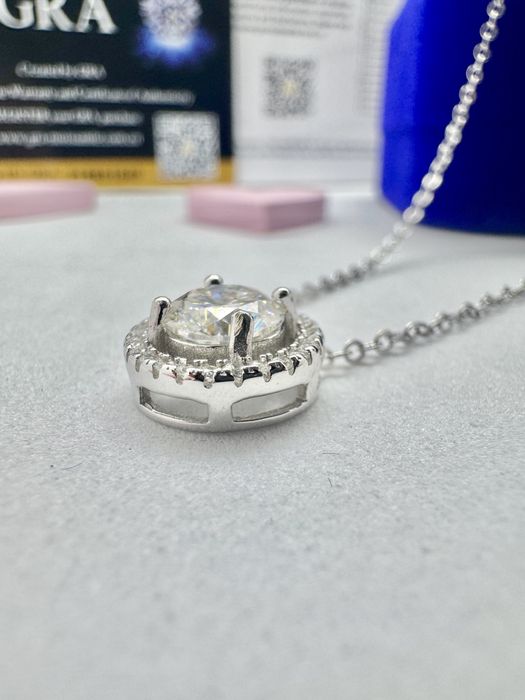Сребърно колие с мойсанит (диамант) 1 карат