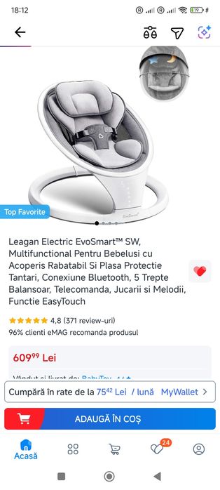 Vând leagăn electric EVOSMART