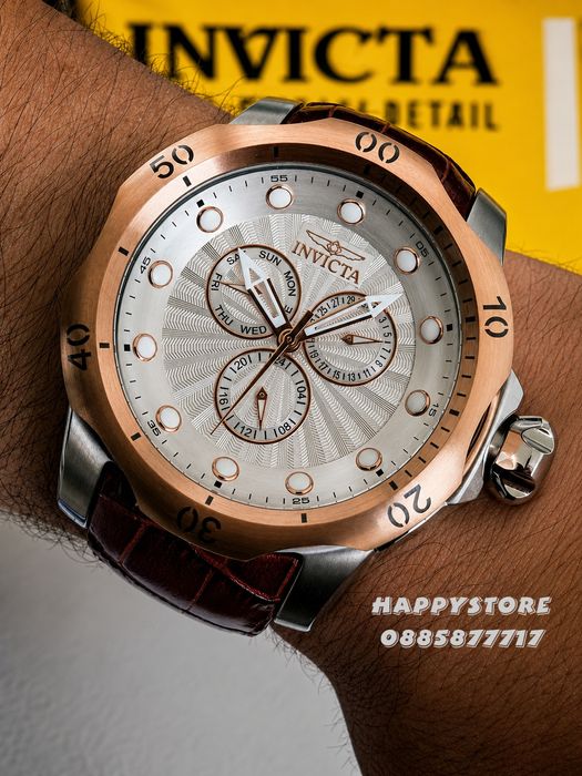 INVICTA Venom Brown leather 52 mm, Инвикта нов мъжки часовник