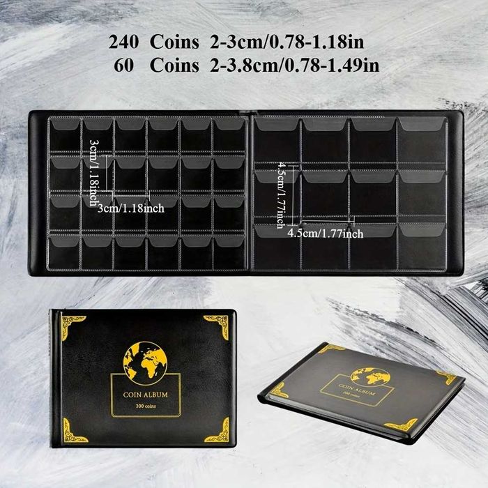 Чисто нов класьор / албум за монети  – 300 джоба (30 мм и 38 мм)
