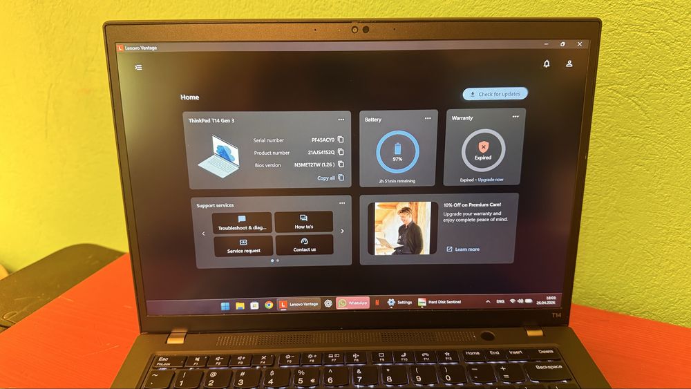 Thinkpad T14 Gen 3, core I5-1245U, 16 GB RAM, 512 GB NVME Samsung