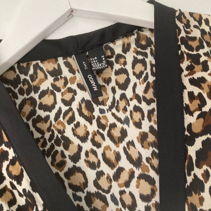 Mango леопардова дамска риза шифон леопардов принт дълъг ръкав Манго