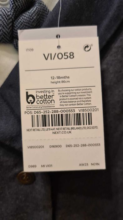 Pijama intreaga eleganta cu papion, 86cm, 12-18 luni