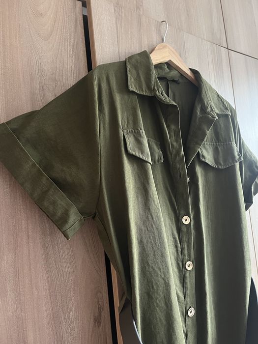 Ежедневна зелена рокля ZARA с колан