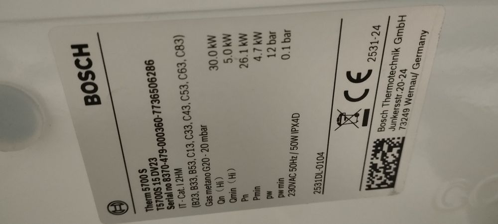 Instant Bosch therm 5700s