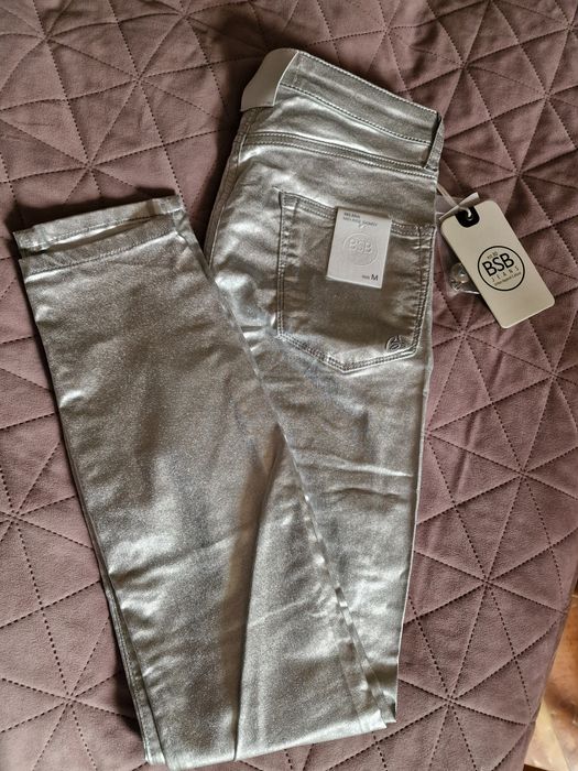 Сребристи skinny дънки BSB