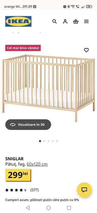 Vând pat bebe vârstă 0-3 ani