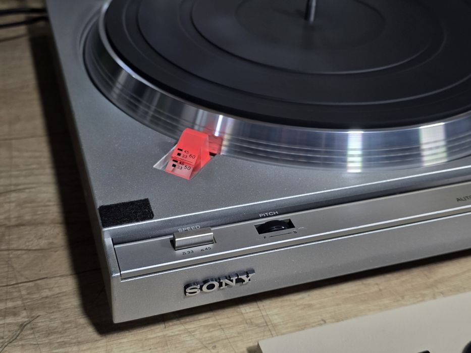 Pickup SONY PS-242, direct drive,  stereo hifi argintiu, stroboscop,  pitch control