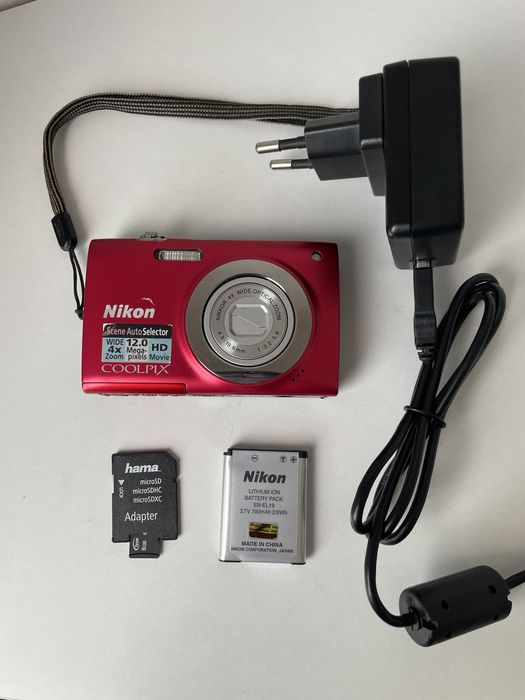 Aparat Foto Digital NIKON COOLPIX S2550 RED 12.0 MP, 8GB, Wide 4X Zoom, HD Movie, Digital Point and Shoot Camera
