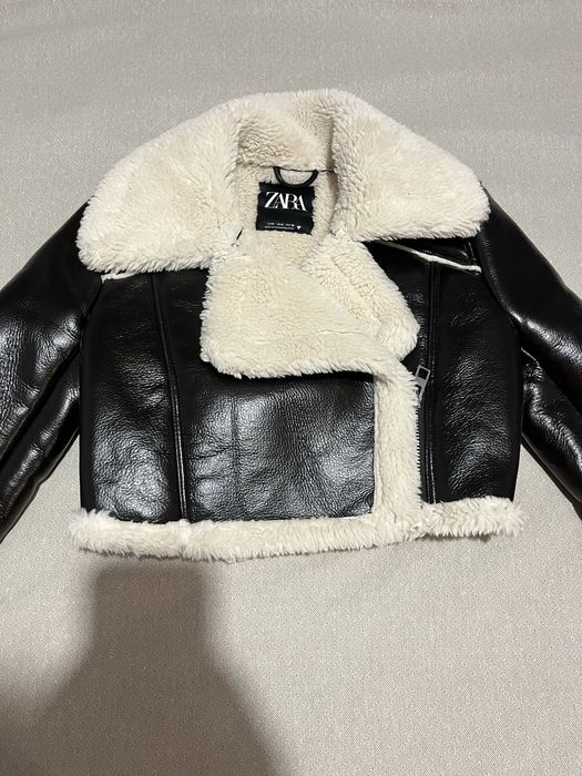 Късо яке Zara - еко кожа с пух