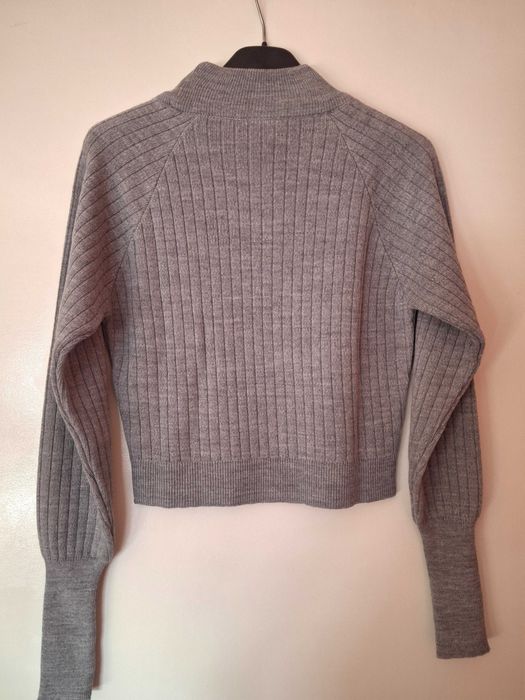 Дамска блузка пуловер плетиво с дълъг ръкав цвят сив рзмер S