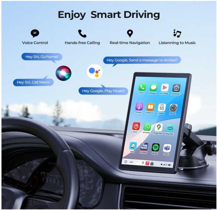 KRUNIA Ecran portabil 8" pentru Apple CarPlay si Android Auto
