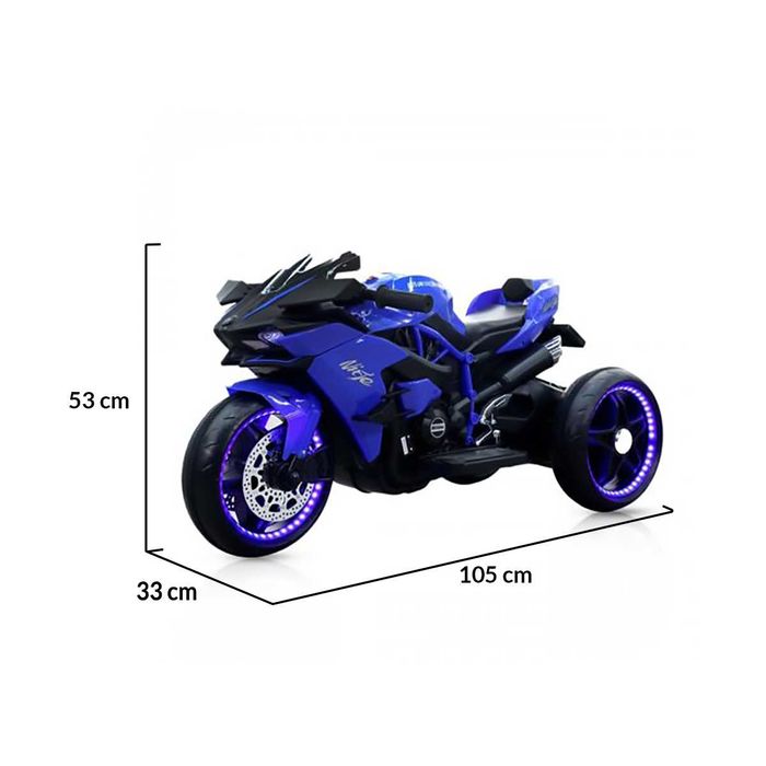 ТОП ЦЕНА!НОВО!Акумулаторен мотор с 3 гуми Ninja BLUE с 12V батерия,USB