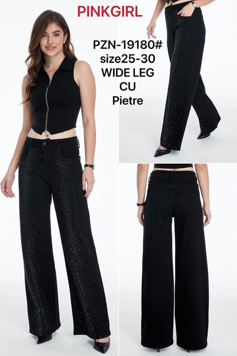 Blugi dama largi cu ștrasuri