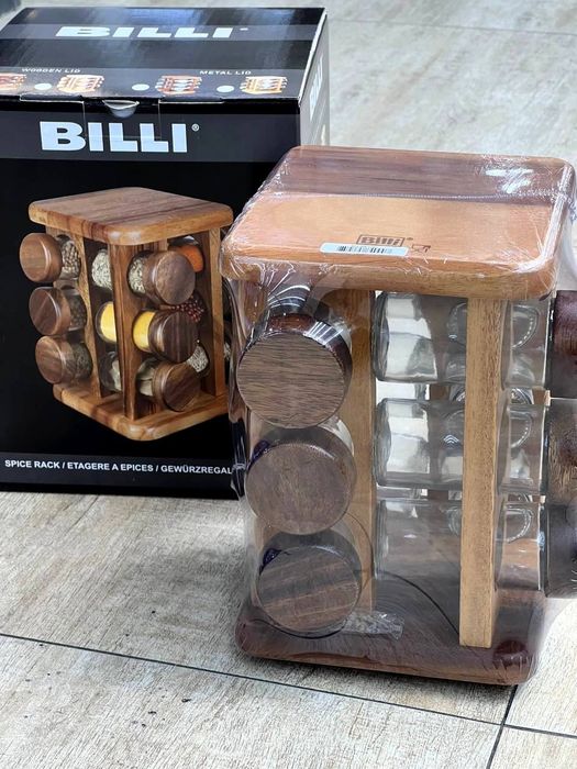 Деревянная подставка для специй BILLI 12 баночек (Made in Thailand, ко