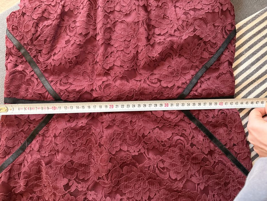 Официална рокля бордо дантела размер L