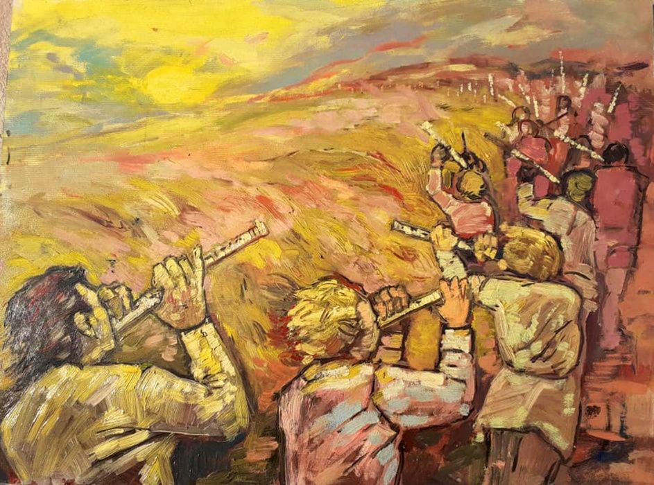 " Луната рефлектира в човешкото око "- картина на платно