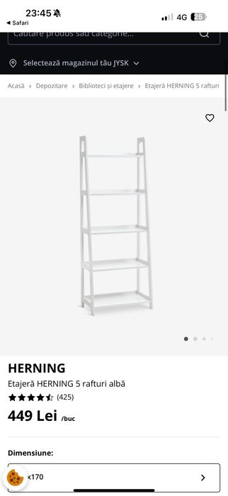 Etajeră HERNING 5 rafturi albă