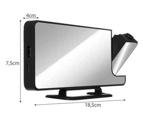 Огледален дигитален часовник с аларма и поекция