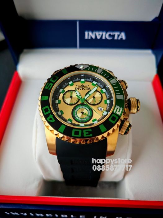 INVICTA Seahorse Green/Gold 52 mm, Инвикта нов ръчен часовник
