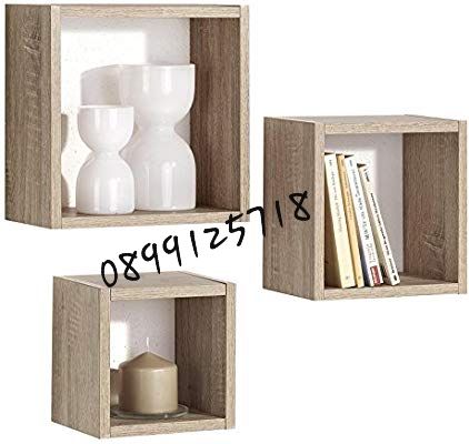 Комплект квадратни етажерки в цвят дъб