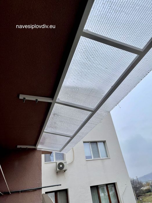 Навеси от плътен и каналчест поликарбонат. Изработка и монтаж.