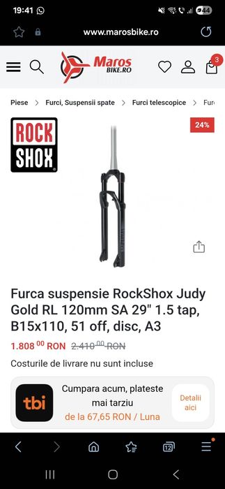 Furca mtb Rockshox judy gold 29