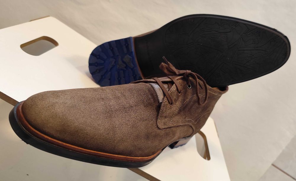 Ghete lace up 42.5 43 plain toe Foris Van Bommel piele naturala maro