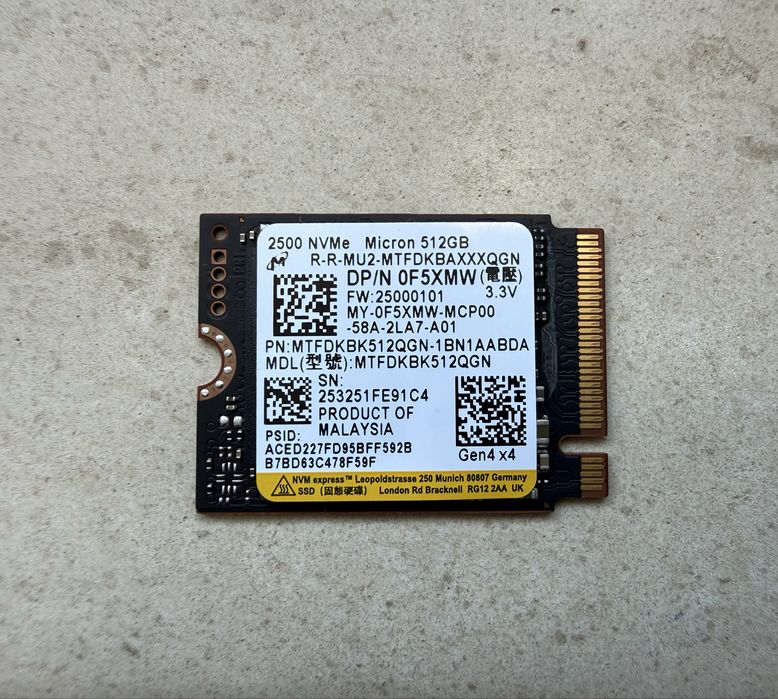 Micron 2500 512GB NVME SSD диск - размер 2230