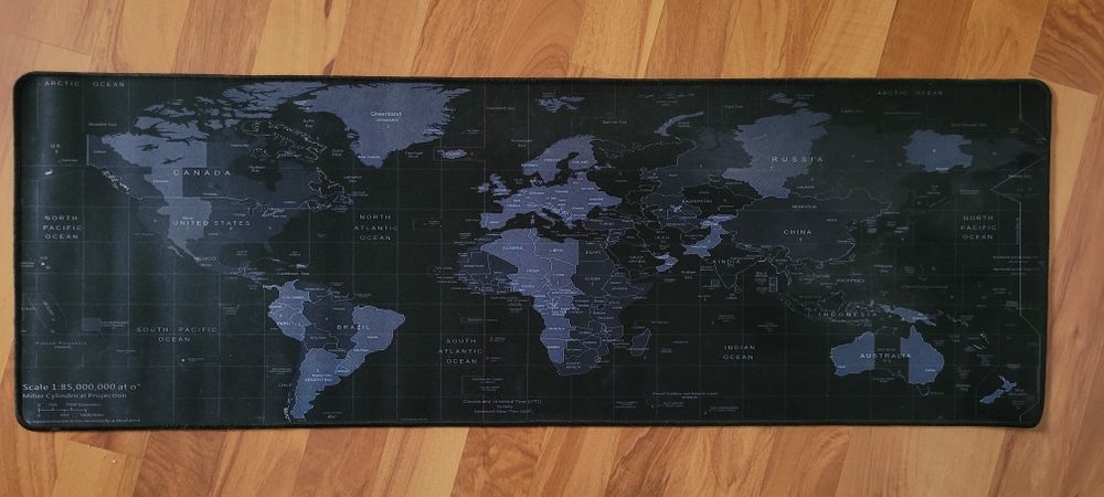 Mouse Pad World Map Gaming, Office 90 x 30 cm