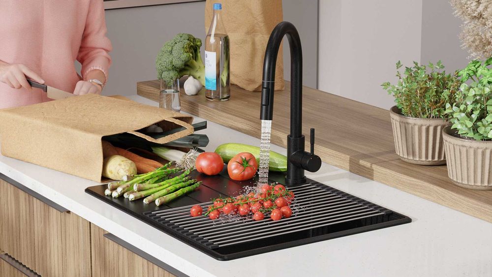 -21% Черна кухненска мивка от гранит Копенхаген 620х500 Top 45