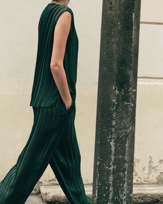 Costum set Zara bluza si pantaloni verde inchis