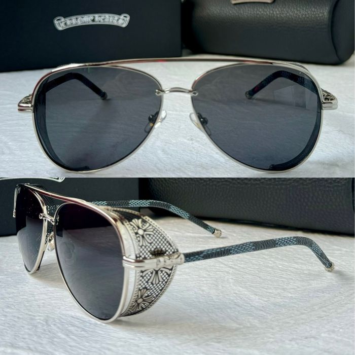 Мъжки слънчеви очила с капаци отстрани 2 цвята chrome hearts