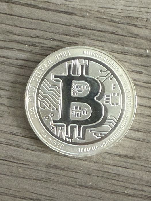 Moneda Argint Bitcoin , 31.1035 g , (o uncie) , puritate 999.9‰