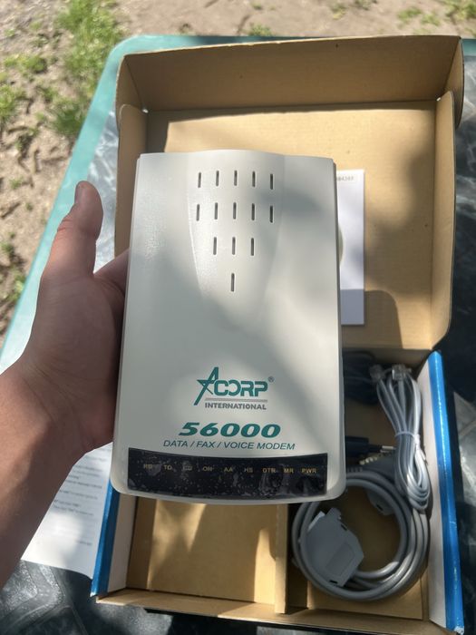Ретро външен модем Acorp 56K Data/Fax/Voice – Пълен Комплект (За колекционери)