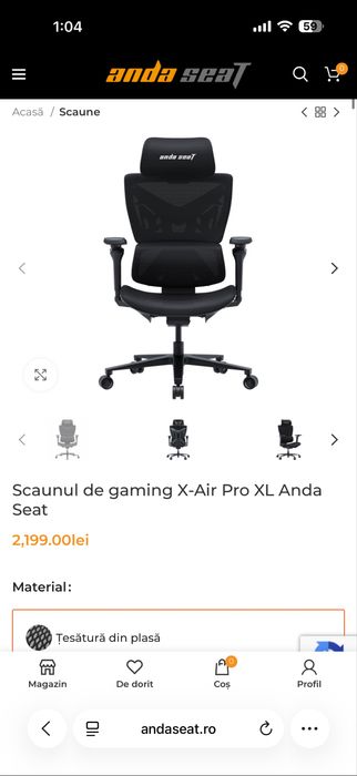 Scaun Gaming Ergonomic Anda Seat X-Air Pro XL Negru