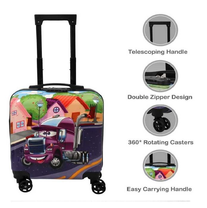 Детски куфар Mercado Trade, 3D, ABS, Камионче, Лилав