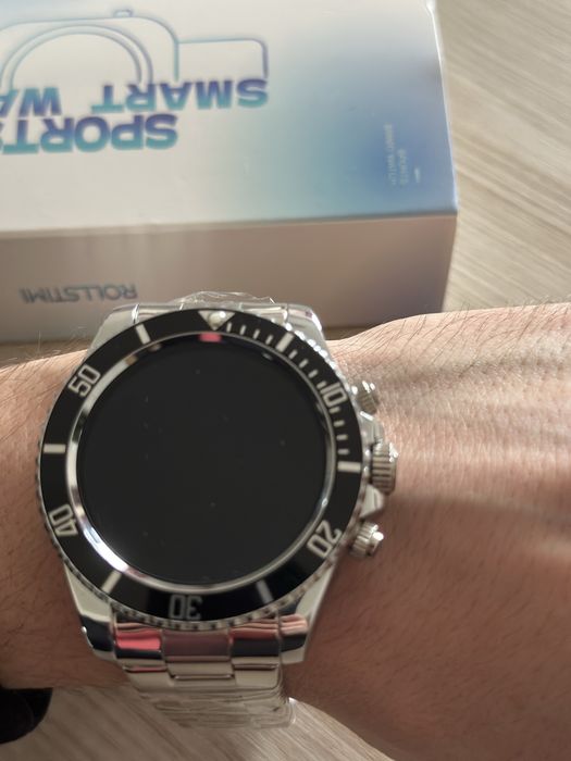 Smartwatch model Rolex - bezel rotativ si curea metalica - nou!