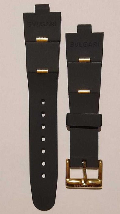 curea ceas Bvlgari neagra cu catarama argintie sau galbena.