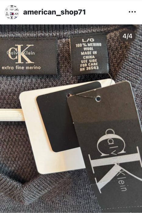 CK 100% меринос! Мужской пуловер