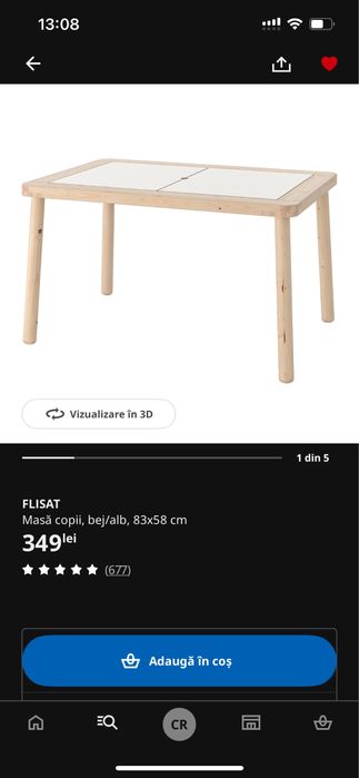 Masa de copii cu 2 acaune si 2 tavite. NOI. Ikea