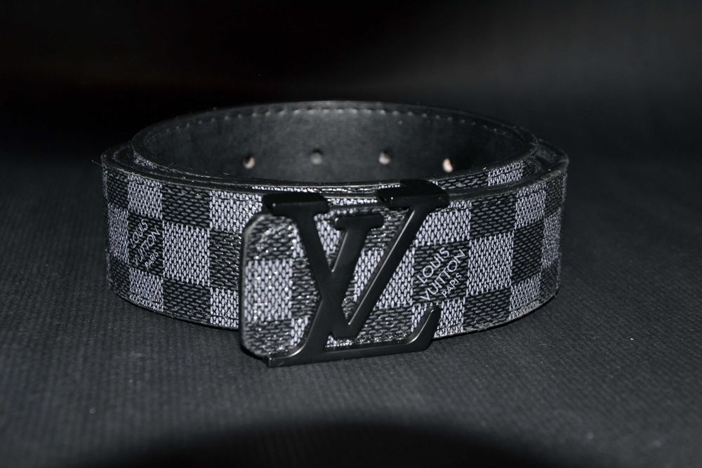 Curea LV Damier Graphite (Negru Mat) - 120 cm - Cutie Completă