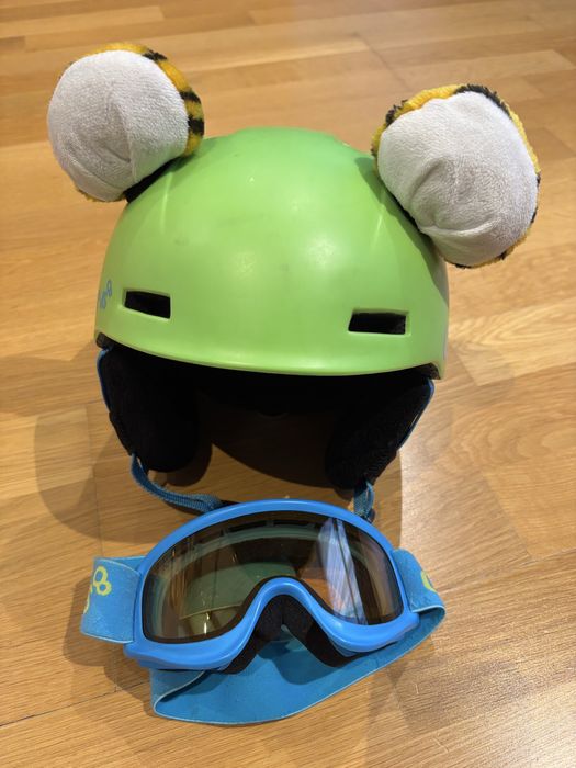 casca ski si ochelari copii cygnus cu urechi de tigru