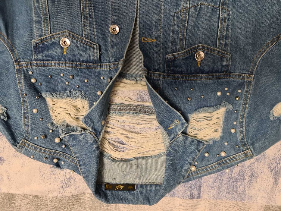 Дънково яке с перли