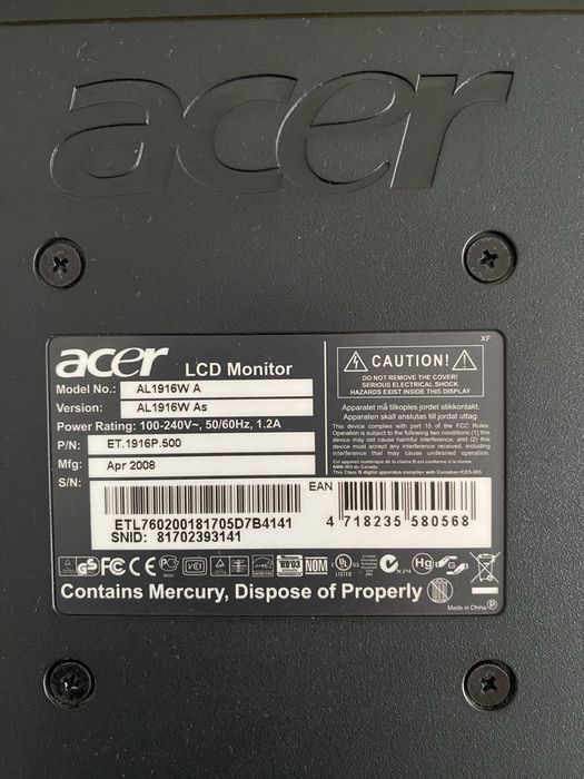 Monitor Acer 19” + Tv Orion